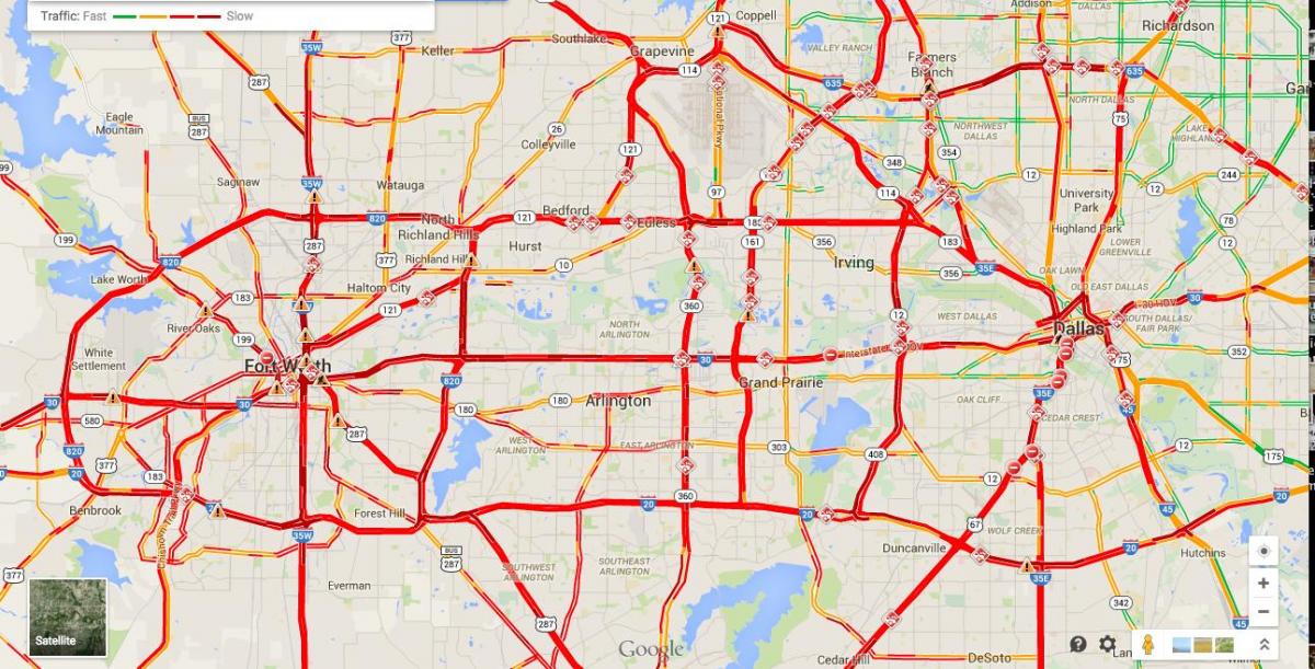 peta dari Dallas lalu lintas