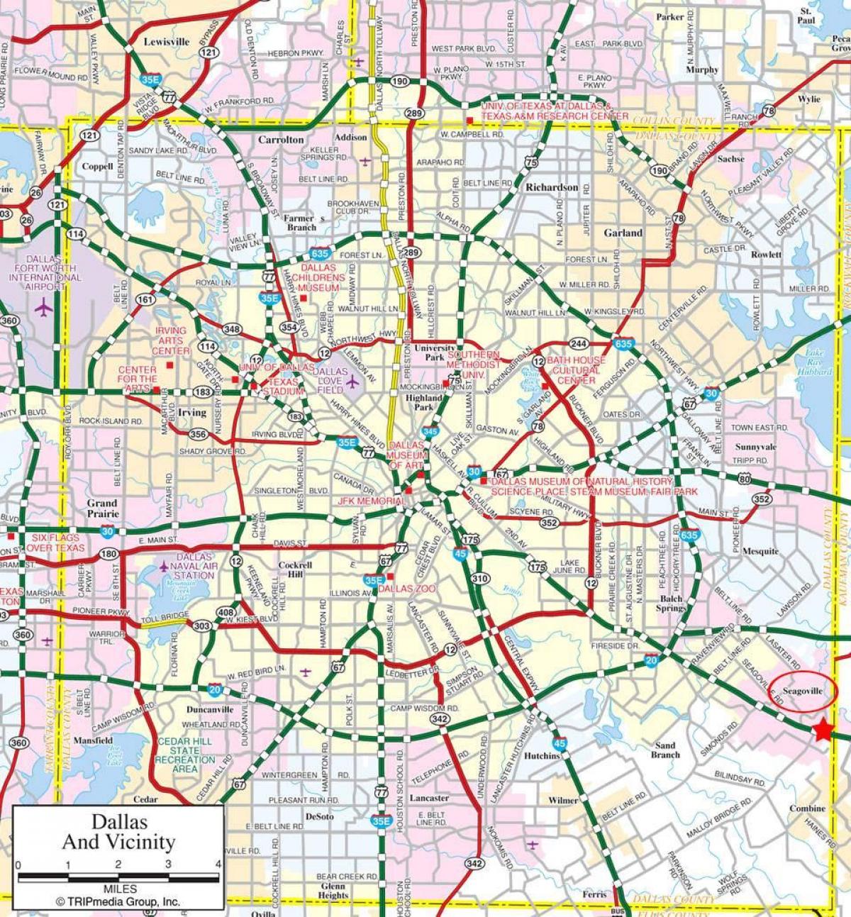 peta dari pinggir kota Dallas