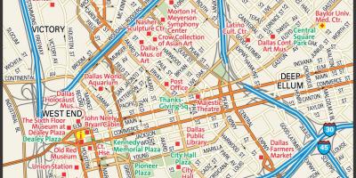 Peta dari pusat kota Dallas jalan-jalan